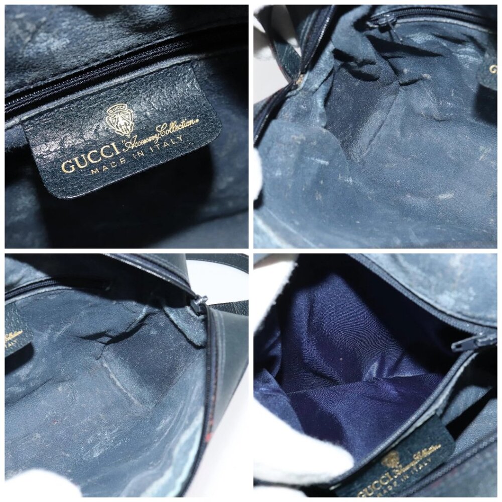 GUCCI GG Supreme Sherry Line Shoulder Bag PVC Navy Gold - Picture 15 of 16